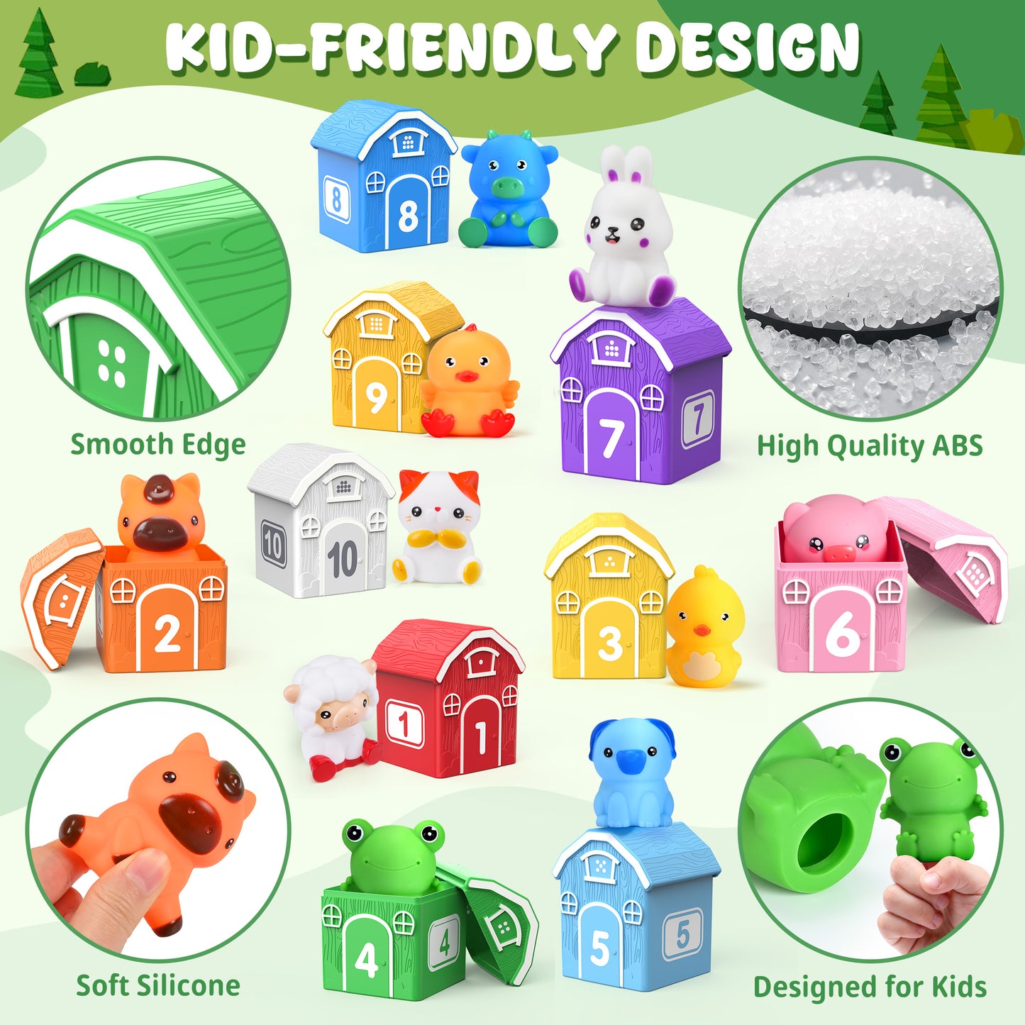 Montessori Toys for Toddlers, 20Pcs Farm Animal Toy with Storage Bags/Playmat Counting, Matching, Sorting Preschool Learning Toy including 10 Finger Puppets Birthday Gift for Baby 18 Months 1 2 Year Old