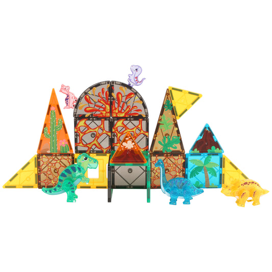 Magnetic Tiles for Kids Dinosaur Toys Building Blocks Dino World Magnetiles Toddler Toys STEM Learning Toy for Boys Girls