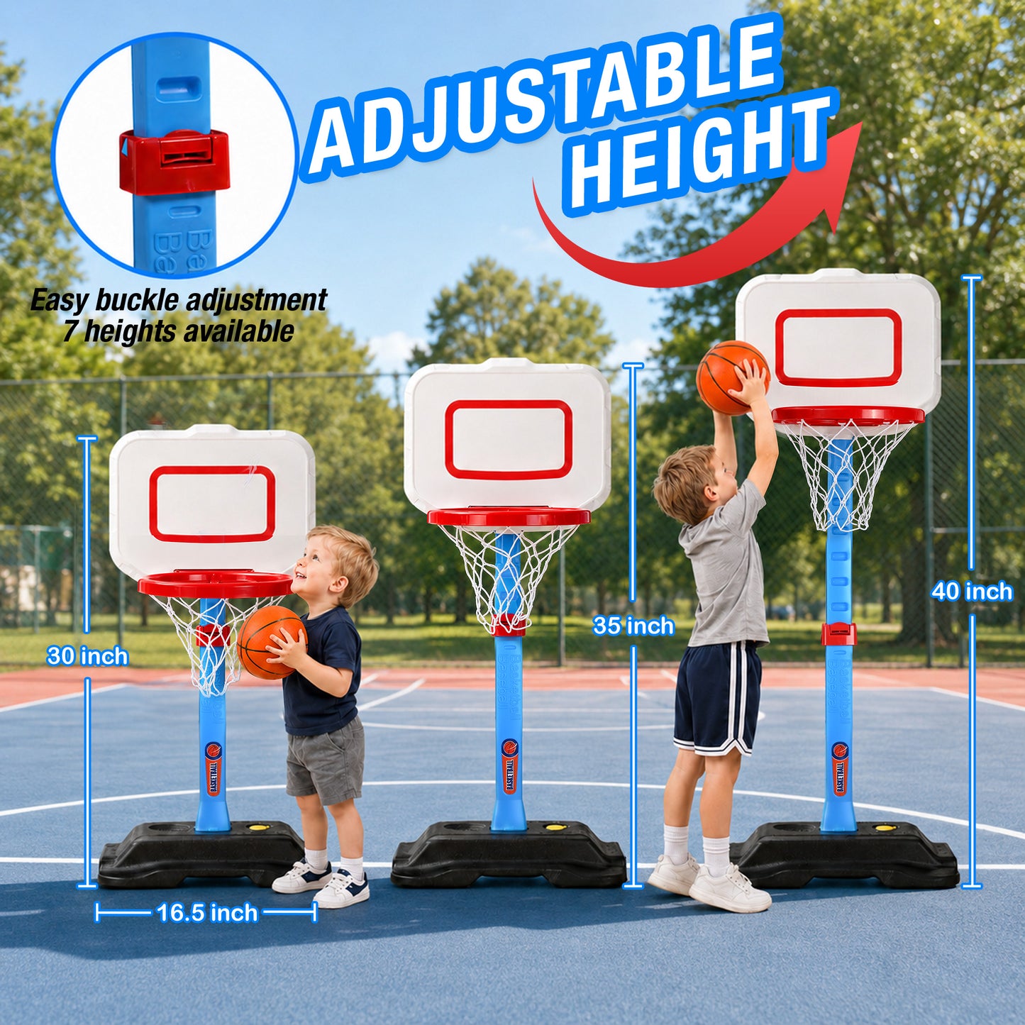 QIAHO Toddler Basketball Hoop, Adjustable Height Indoor Outdoor Mini Basketball Goal with 2 Balls & Pump, Poolside Backyard Sports Toy Gift for Boys Girls Ages 3-5