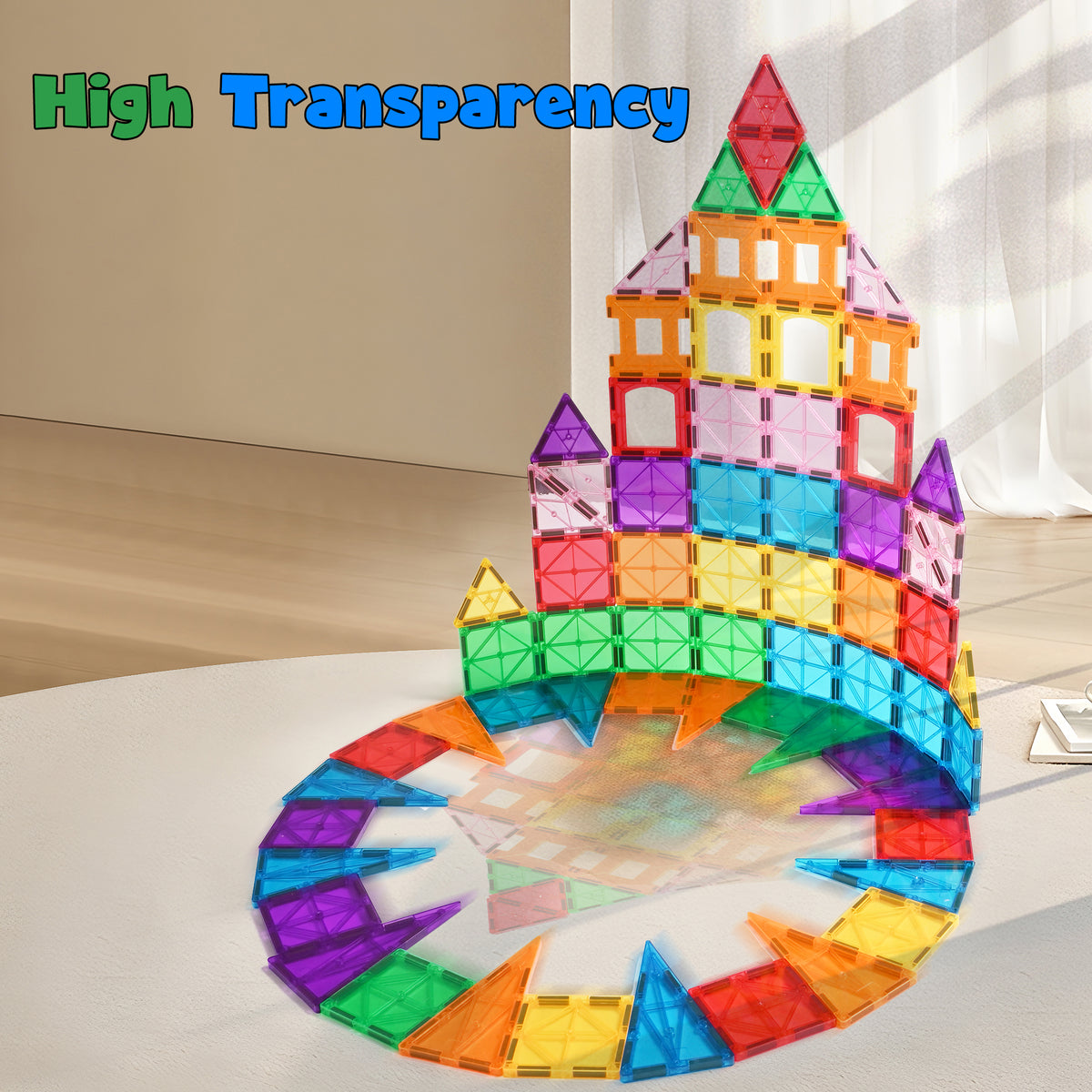 QIAHO Magnetic Tiles Toddler Toys 62 PCS Colorful Magnetiles Building Blocks STEM Toys for Boys & Girls Preschool Learning
