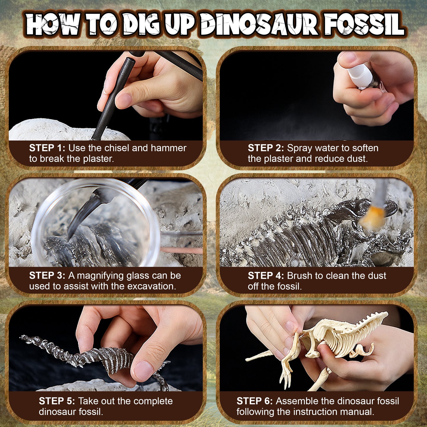 Dinosaur Dig Kit for Kids, Fossil Dino Excavation Kits with Volcano Eruption Experiment,STEM Science Kit Educational Toy Gift for Boys & Girls Ages 6+