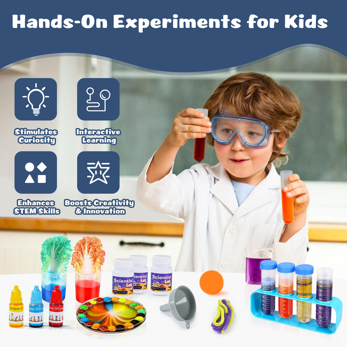 Lab Experiments QIAHO 60+ Lab Experiments Science Kits for Kids STEM Educational Toys