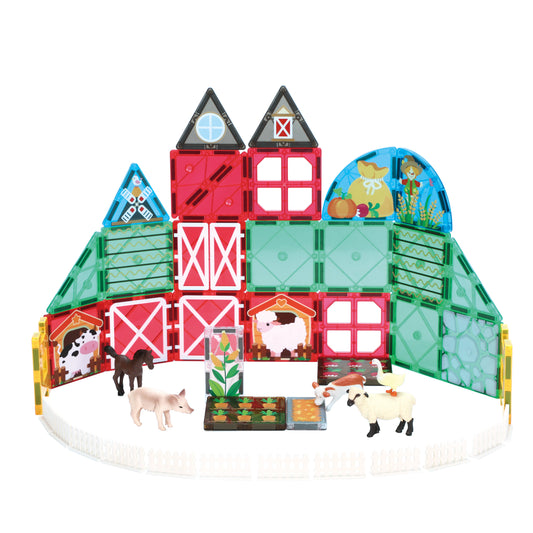 Magnetic Tiles Farm Animals Montessori Toys Garden Set Magnetiles Building Blocks STEM Preschool Toddler Toys for Boys Girls