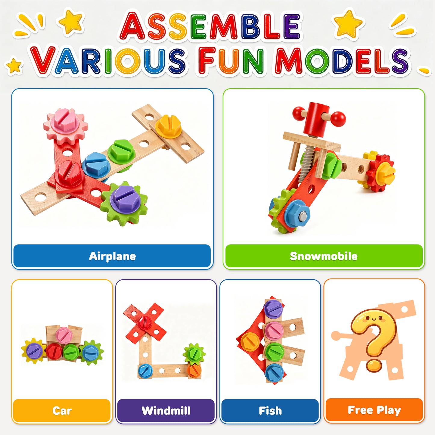 QIAHO Kids Tool Set, 34 Pcs Wooden Toddler Tool Box & Workbench with Apron, STEM Montessori Pretend Play Construction Toys for Boys Girls Ages 3-8